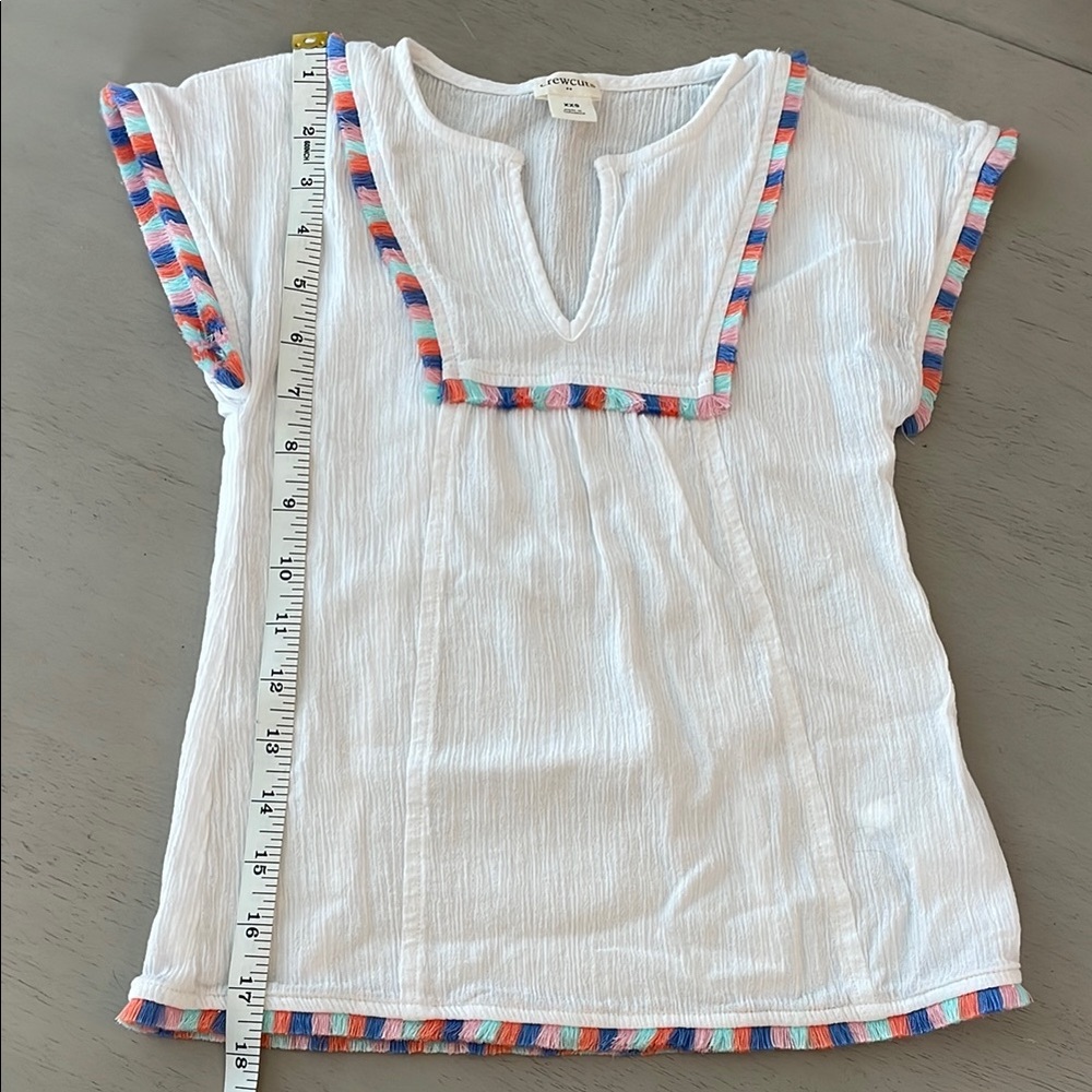 J. Crew Crewcuts XXS Swim cover up White Top with Colorful Trim